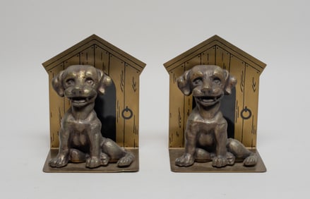 Two Bronze Bookends of Dogs, 1920-30s
