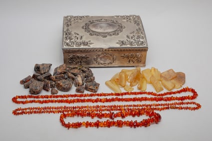 Large Box of Amber Nuggets & Necklaces