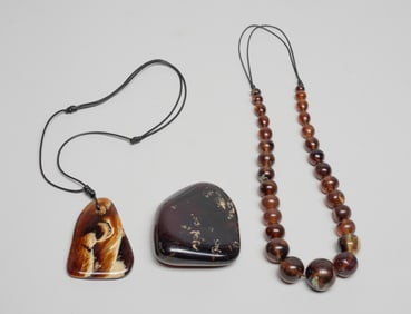 Estate Nature Amber Pendants & Necklace