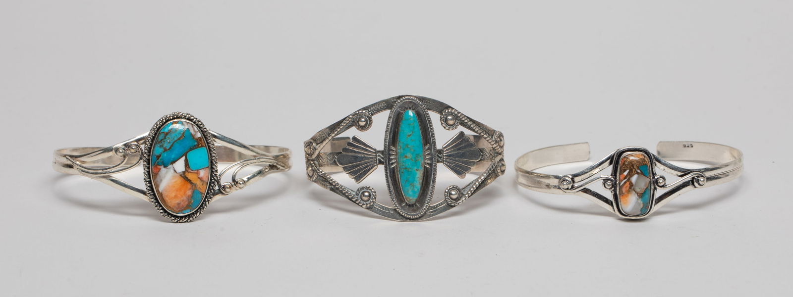 Silver Bangles Inlaid Turquoise & Stones (1 of 12)