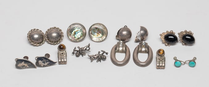 Estate Large Set Silver Earrings