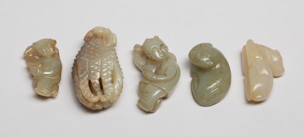 Estate Large Set Chinese Jade Carved Toggles