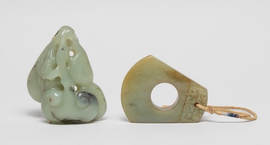 Two Chinese Large Jade Toggles
