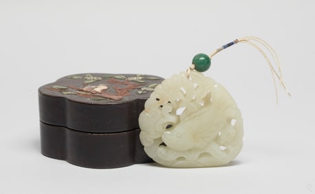 Chinese Russet White Jade Pendant w/ Box