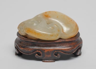 Estate Chinese Russet White Jade on Stand