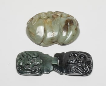 Chinese Jade Belt Buckle & Pendant