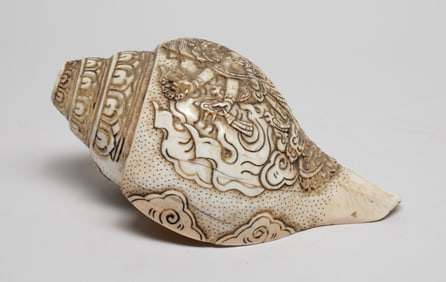 Estate Chinese/ Tibetan Carved Shell Sculpture