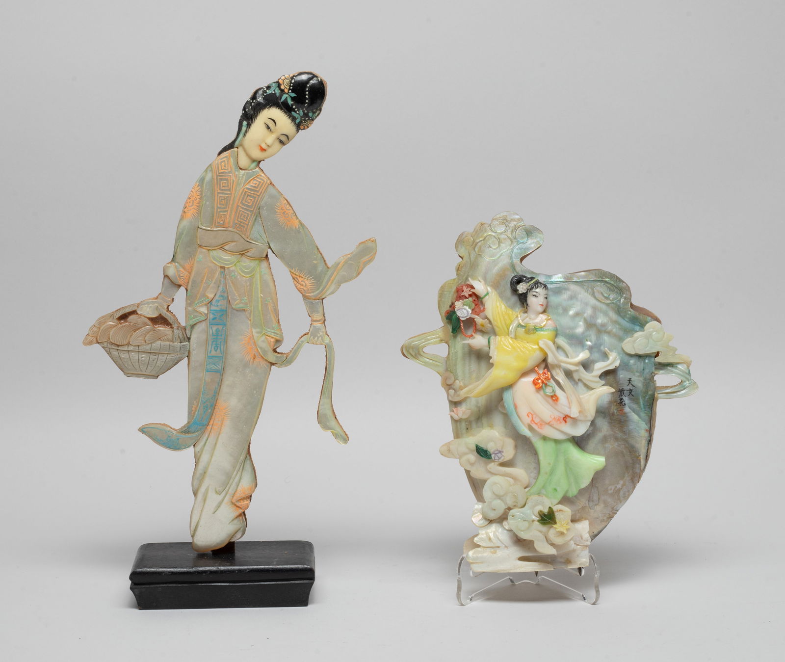 Estate Two Chinese MOP Carved Sculptures (1 of 12)