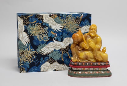 Chinese Export Stone Sculpture of Luohan