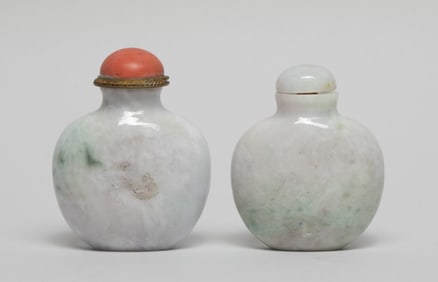 Two Chinese Old Jade Jadeite Snuff Bottles