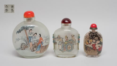 Estate Three Chinese Inside Painted Snuff Bottles