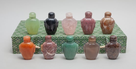 Large Set Chinese Jade/ Gemstone Snuff Bottles