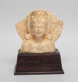 Chinese Stone Buddha Head w/ Stand