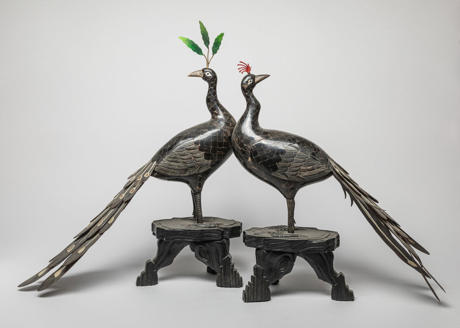 Pair Large Table Sculptures Peacock (1 of 12)