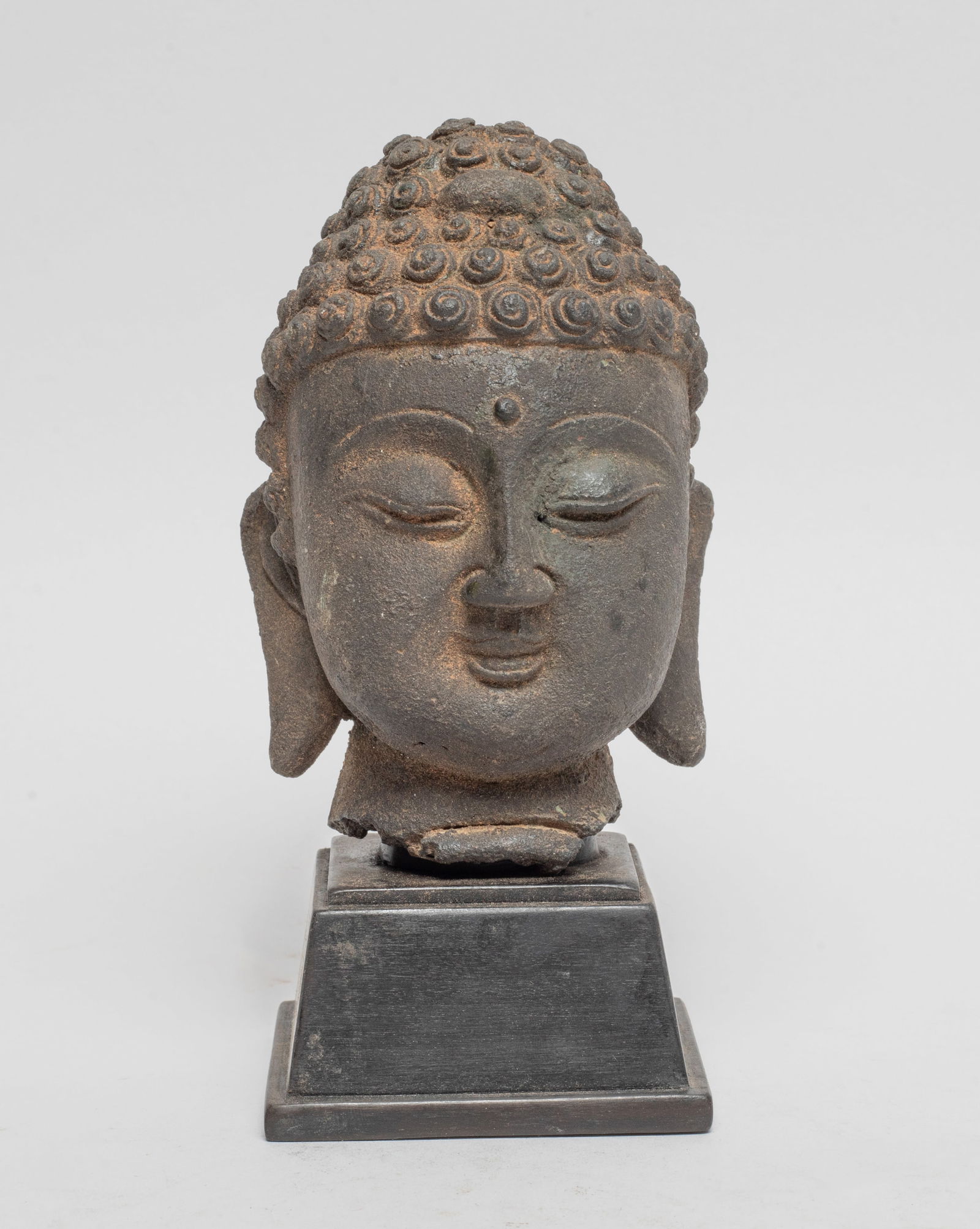 Chinese Metal Buddha Head w/ Stand (1 of 11)