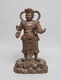 Tall Chinese Painted Bronze Sculpture