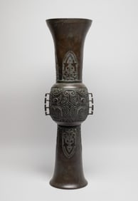 Antique Chinese Bronze Tall Vase