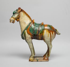 Chinese Tang Sanchai Glazed Pottery Horse