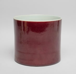 Chinese Red Glazed Porcelain Brush Pot