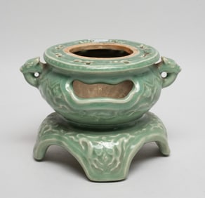 Korean Joseon Type Celadon Porcelain Censer