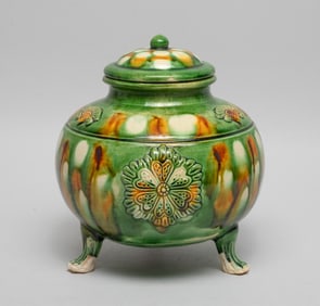 Estate Chinese Sanchai Porcelain Covered Jar