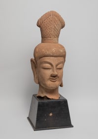 Large Chinese Pottery Sculpture of Head