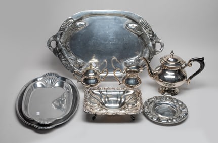 Estate Large Set Silver Plated & Metal Pieces