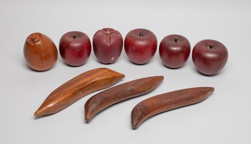 Mid-century Painted Wood Fruits Sculptures