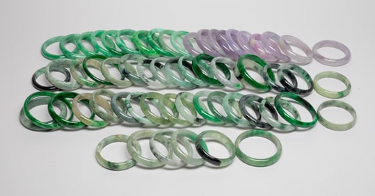 Estate Large Set Chinese Colored Stone Bangles