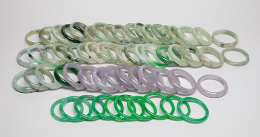 Estate Large Set Chinese Colored Stone Bangles