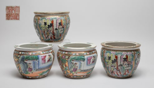 Estate Set Chinese Export Porcelain Pots