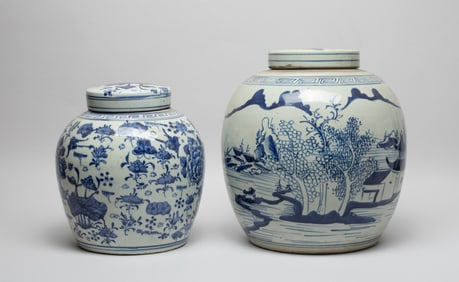 Two Chinese Export Large Porcelain Jars