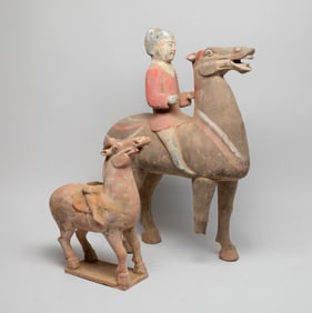 Two Chinese Han Type Pottery Sculptures