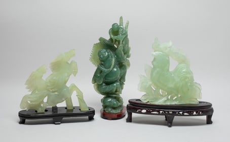 Chinese Export Translucent Jade Sculptures