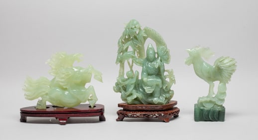 Chinese Export Translucent Jade Sculptures