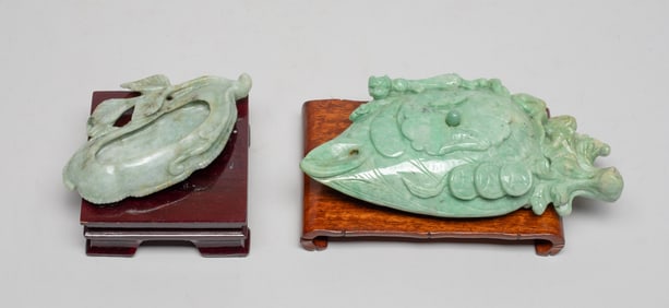 Two Chinese Export Jade Sculptures