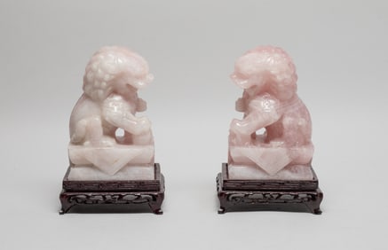 Two Chinese Rose Quartz Sculptures