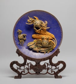 Rare Chinese Cloisonne Plate Sculpture