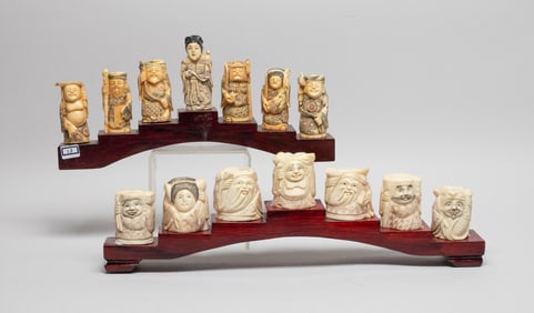 Estate Two Sets Chinese / Asian Sculptures