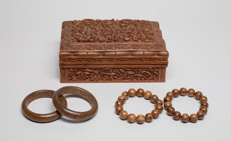Chinese Export Agarwood Tree Bangles, Prayer Beads