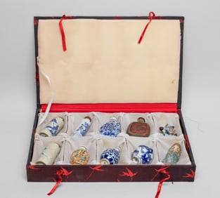 Estate Large Set Chinese Porcelain Snuff Bottles