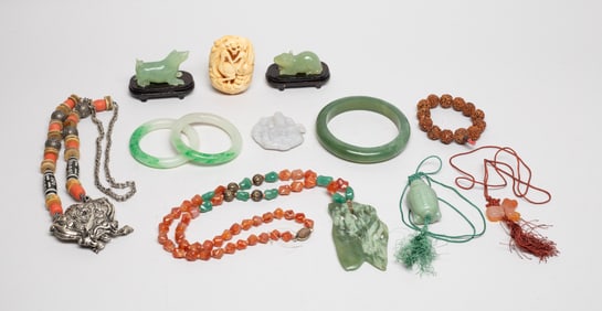 Estate Chinese Jade, Stone & Peiking Glass