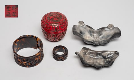 Chinese Export Bangle, Water Dish & Ring