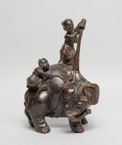 Chinese Painted Bronze Table Sculpture
