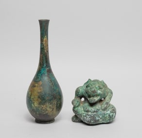 Estate Chinese Bronze Vase & Sculpture