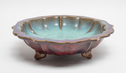 Chinese Jun Type Porcelain Lotus Plate