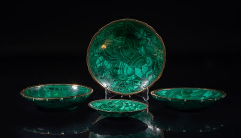 Set Vintage Malachite Nuts Dishes