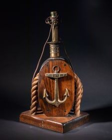 Mid-century Wood Block Tackle Pulley Lamp