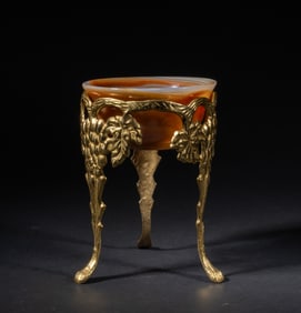 Rare France Cameo Agate Bowl w/ Stand