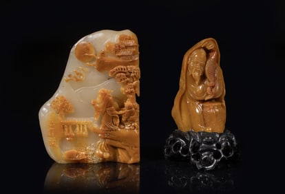 Two Chinese Shoushan Stone Sculptures